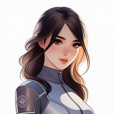 Anime girl in blue pilot suit