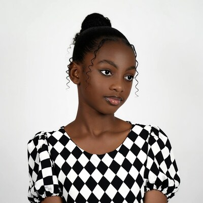 African-American girl in checkered dress
