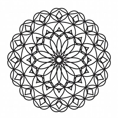 Black Mandala Line Art