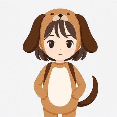 Girl in dog costume illustration