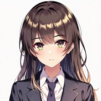 Anime girl in suit pouting