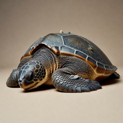 Detailed Ceramic Sea Turtle Sculpture