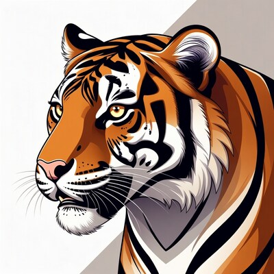 Illustrated tiger head profile