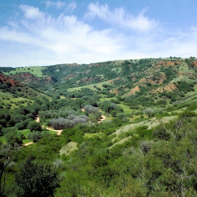 Red Rock Hills with Green Valleys