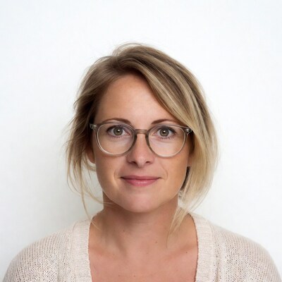 Blonde woman wearing glasses