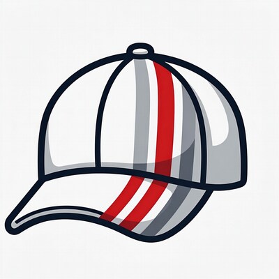 White baseball cap with red stripe