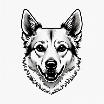 Husky Dog Head Illustration