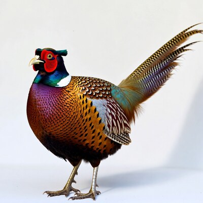 Colorful pheasant on white background