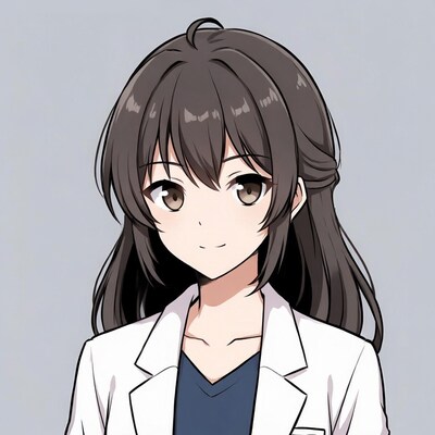 Anime girl in white lab coat