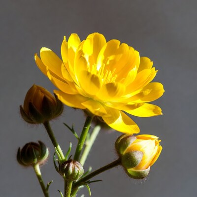 Yellow Marsh Marigold Flower with Buds