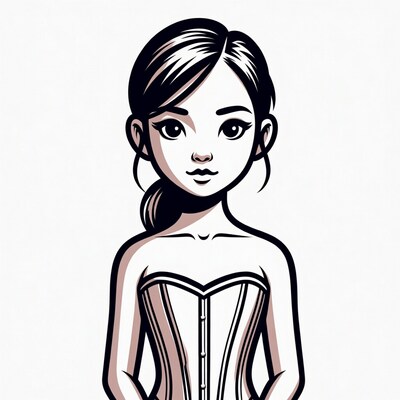 Asian woman in corset illustration