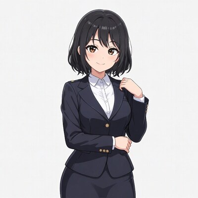 Anime girl in black suit