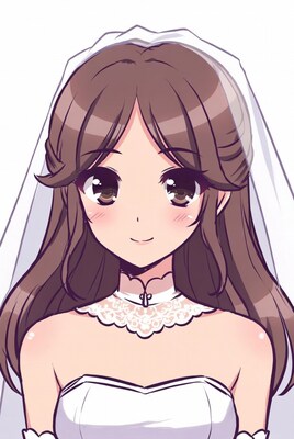 Anime bride with veil