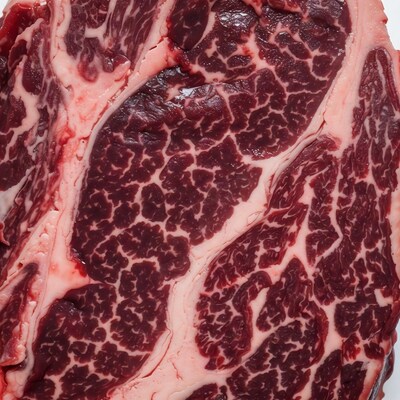 Raw Marbled Ribeye Steak