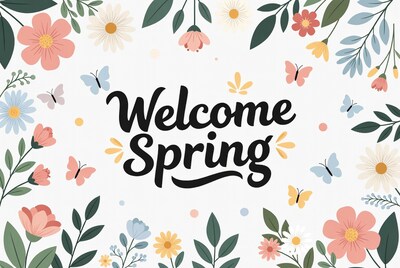 Welcome Spring Floral Illustration