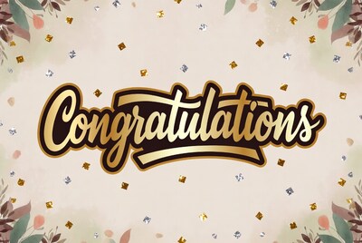 Golden Congratulations Text with Confetti