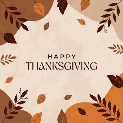 Happy Thanksgiving Autumn Leaves Illustration