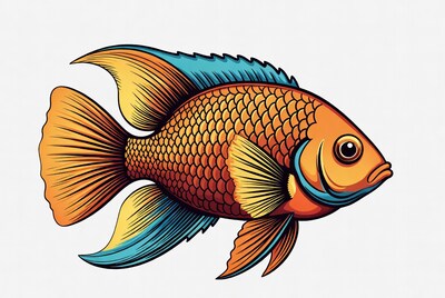 Colorful Orange Fish Illustration