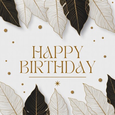 Happy Birthday Gold Leaf Illustration