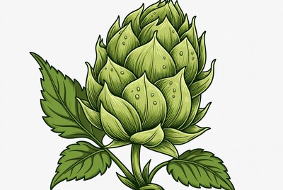 Green Artichoke Illustration with Leaves