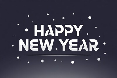 Happy New Year Text with Stars