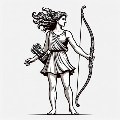 Artemis Goddess with Bow and Arrows