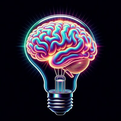 Glowing Brain Lightbulb Illustration