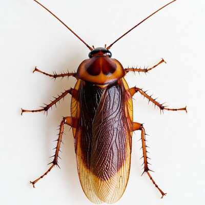American Cockroach on White Background