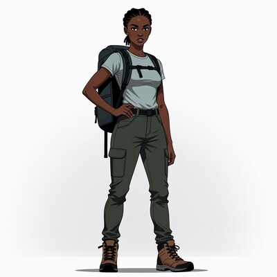 African-American woman with backpack