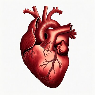 Detailed Red Human Heart Illustration