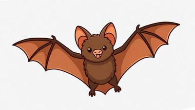 Cute cartoon bat with wings spread