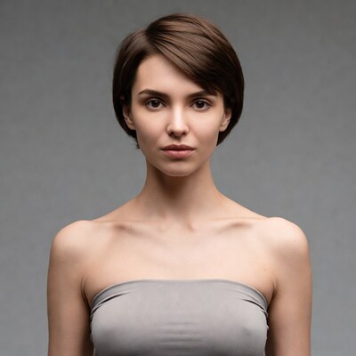 Woman with short brown hair