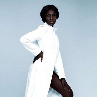 African-American woman in white coat