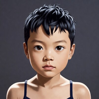 Asian boy in blue tank top