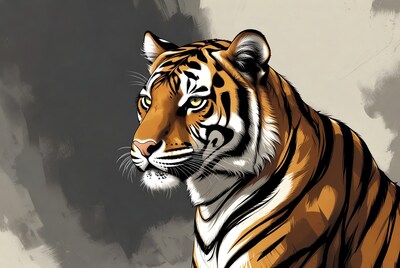 Tiger head profile illustration