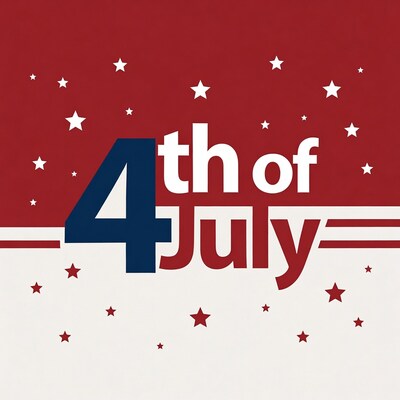 4th of July Text with Stars