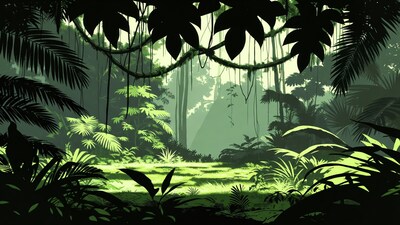 Lush Jungle Silhouette Illustration