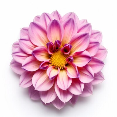 Pink Dahlia Flower on White Background