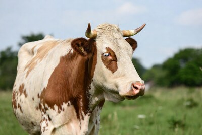 Holstein cow in green field