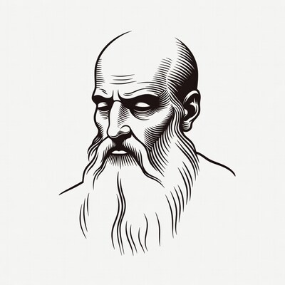 Bald bearded man illustration