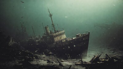 Sunken Shipwreck Underwater