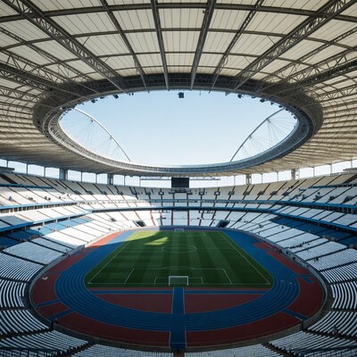 Empty Modern Stadium with Track and Field