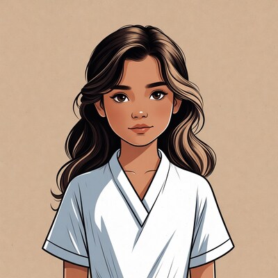 Asian girl in white kimono illustration