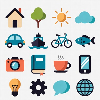 Colorful Flat Icons Set
