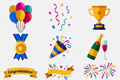 Congratulations Clipart Icons Set