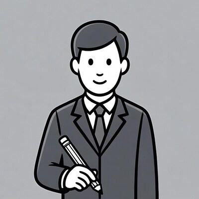 Businessman holding pencil illustration