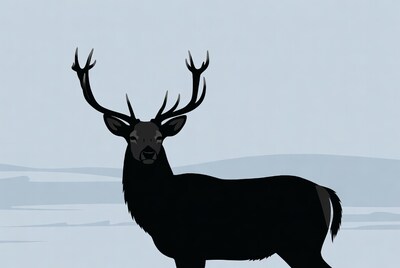 Black silhouette deer with antlers
