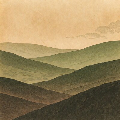 Layered Green Mountains Illustration