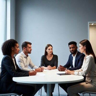 Diverse team in business meeting
