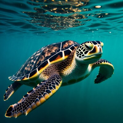 Sea Turtle Swimming Underwater